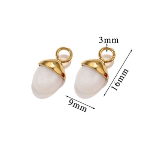 1 Piece Elegant Retro Style Oval Shape Stainless Steel  Gold Color Inlay Natural Stone Women's Pendant h5 